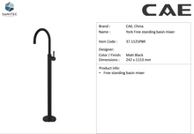 Load image into Gallery viewer, CAE  York free standing basin mixer Matt Black 37.1525PBR
