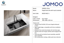 Load image into Gallery viewer, JOMOO Single Bowl Sink with tray &amp; colander 06203-9AZ2-1
