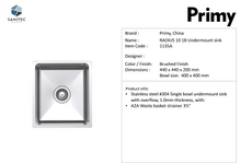 Load image into Gallery viewer, Primy R10 sink 440x440x200 with A2A 1135A

