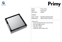 Load image into Gallery viewer, Primy floor drain 100x100mm w/ strainer D106.S
