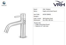 Load image into Gallery viewer, VRH Pocket basin pillar tap cold HFESP-2000G6

