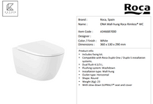 Load image into Gallery viewer, Roca Ona wallhung WC rimless 360x530x290 A346687000

