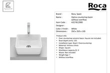 Load image into Gallery viewer, Roca OPTICA countertop basin w/o overflow A327B12000

