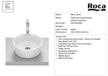 Load image into Gallery viewer, Roca OPTICA countertop basin w/o overflow A327B15000
