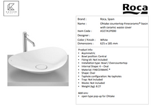 Load image into Gallery viewer, Roca Ohtake Countertop Basin White A327A1P000
