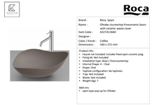 Load image into Gallery viewer, Roca Ohtake Countertop Basin Coffee A327A13660
