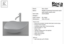 Load image into Gallery viewer, Roca Ohtake countertop basin pearl A327A13630
