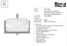 Load image into Gallery viewer, Roca INSPIRA SQUARE countertop basin without overflow A327530000
