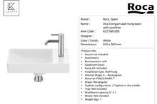 Load image into Gallery viewer, Roca ONA COMPACT wall hung basin with overflow A327681000
