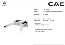 Load image into Gallery viewer, CAE Pescara wall mounted basin mixer Chrome Plated 53.1498C
