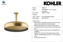 Load image into Gallery viewer, Kohler shower head  12&quot; Statement 1F K26291T-2MB
