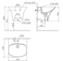 Load image into Gallery viewer, Viglacera wall hung washbasin V64B
