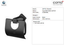 Load image into Gallery viewer, Cotto Twist roll holder with lid Matt Black CT0065#BL(HM)
