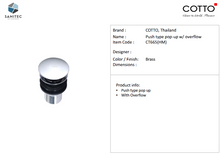 Load image into Gallery viewer, Cotto Push Type Pop up with overflow CT665(HM)
