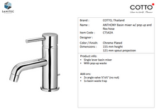 Load image into Gallery viewer, Cotto Anthony Basin Mixer w/ Pop up CT542A
