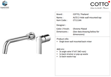 Load image into Gallery viewer, Cotto Alto 2 Hole Wall Mounted Tap CT1114A
