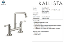 Load image into Gallery viewer, Kallista Quincy Deck-mount Bridge Faucet, Lever Handles P25001-00-AG
