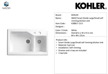Load image into Gallery viewer, Kohler Indio Smart Divide Large/Medium Self-Rimming Sink K3885T-1S-0
