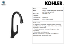 Load image into Gallery viewer, Kohler sink faucet touchless Malleco K77748K-4-BL
