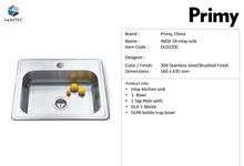 Load image into Gallery viewer, Primy Single Bowl Sink 0001C
