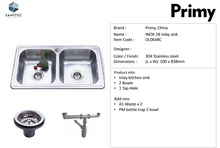 Load image into Gallery viewer, Primy Double Bowl Sink 0029C
