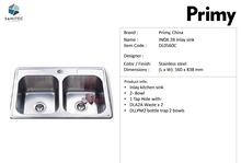 Load image into Gallery viewer, Primy Double Bowl Sink 0016C
