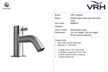 Load image into Gallery viewer, VRH Pocket Basin Pillar Tap B2000G7
