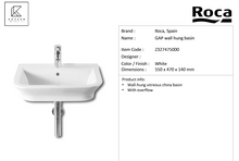 Load image into Gallery viewer, Roca Gap wall-hung basin with semi pedestal 1TH Z327475000
