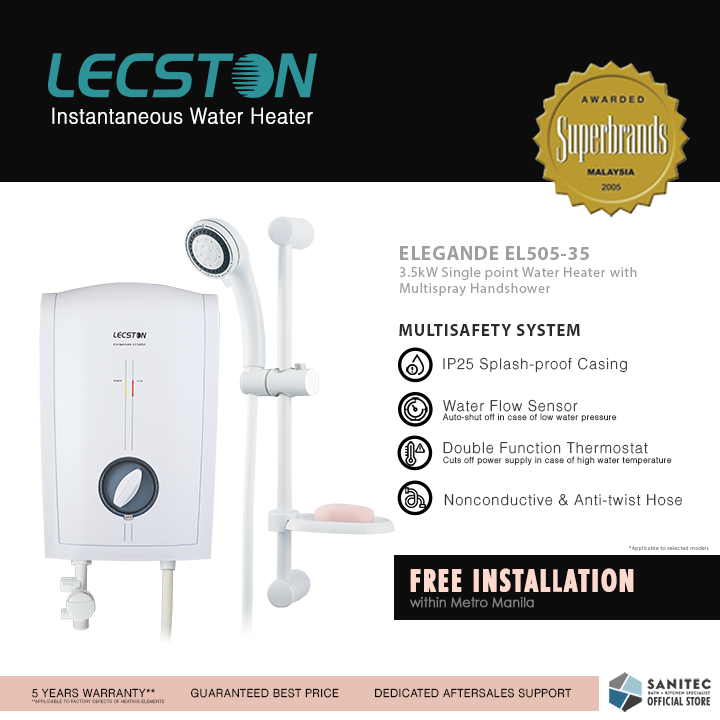 Lecston Elegande Single Point 3.5kw w/ Shower Set EL505-35 – Sanitec ...