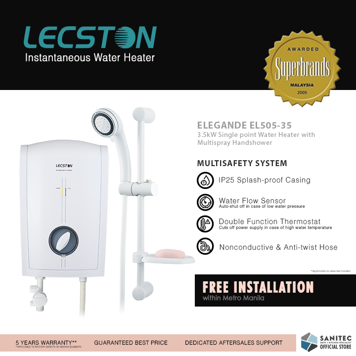Lecston Elegande Single Point 3.5kw w/ Shower Set EL505-35