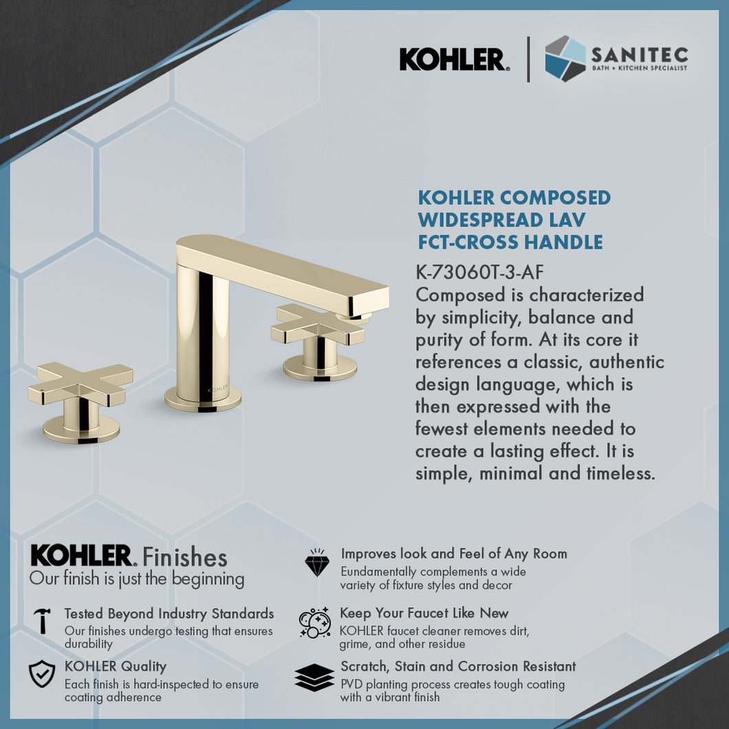 Kohler Composed WIDESPREAD LAV FCT-CROSS HANDLE K73060T-3-AF