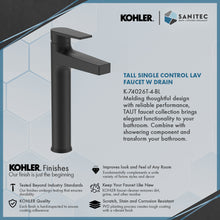 Load image into Gallery viewer, Kohler Taut Tall Basin Faucet Matt Black K74026T-4-BL
