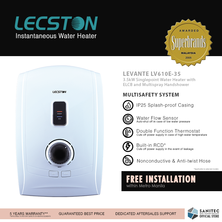 Lecston Levante Single Point 3.5kw w/ Shower Set LV610E-35