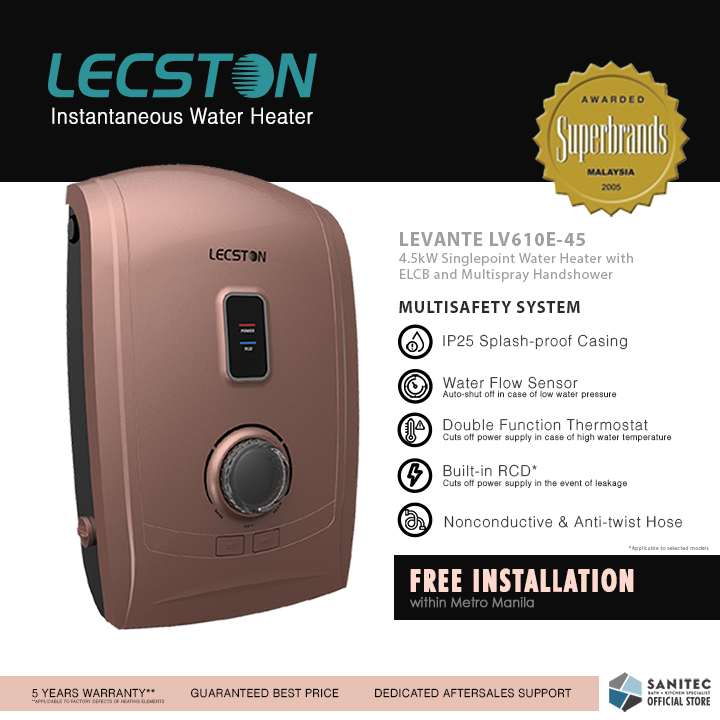 Lecston Levante Single Point 4.5kw w/ Shower Set LV610E-45