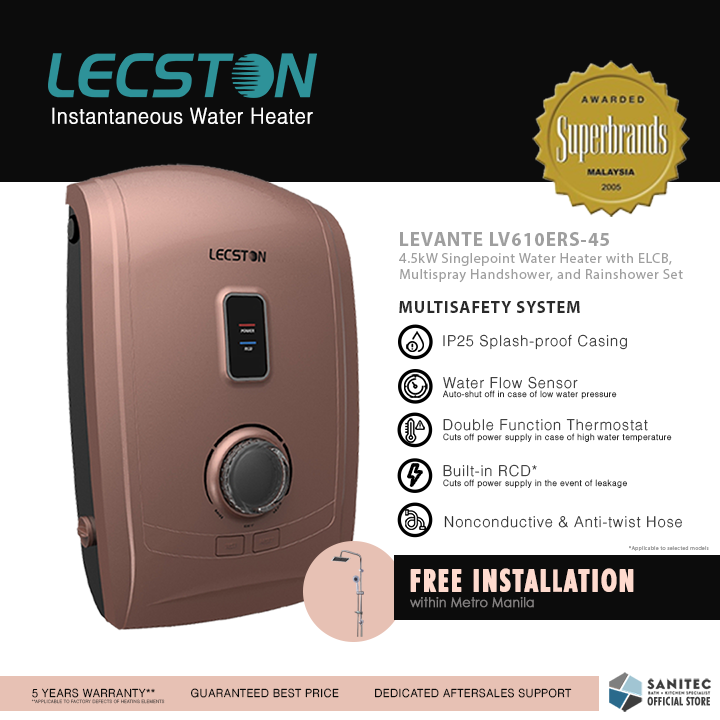 Lecston Levante Single Point 4.5kw w/ Rain Shower Set LV610ERS-45